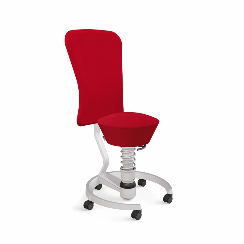 Aeris Swopper with Backrest: Castors, Light Grey Metallic