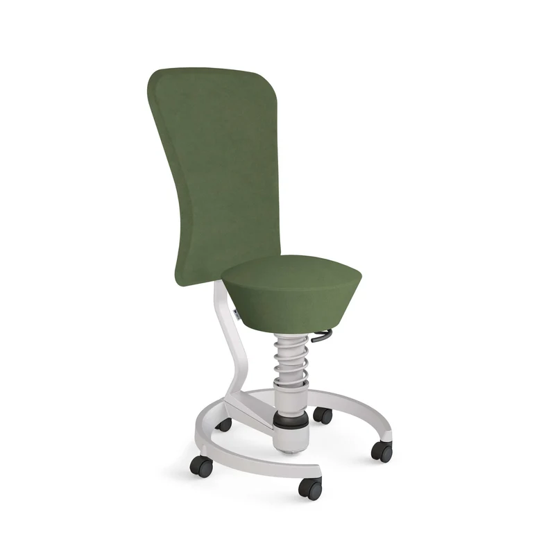 Aeris Swopper with Backrest: Castors, Light Grey Metallic