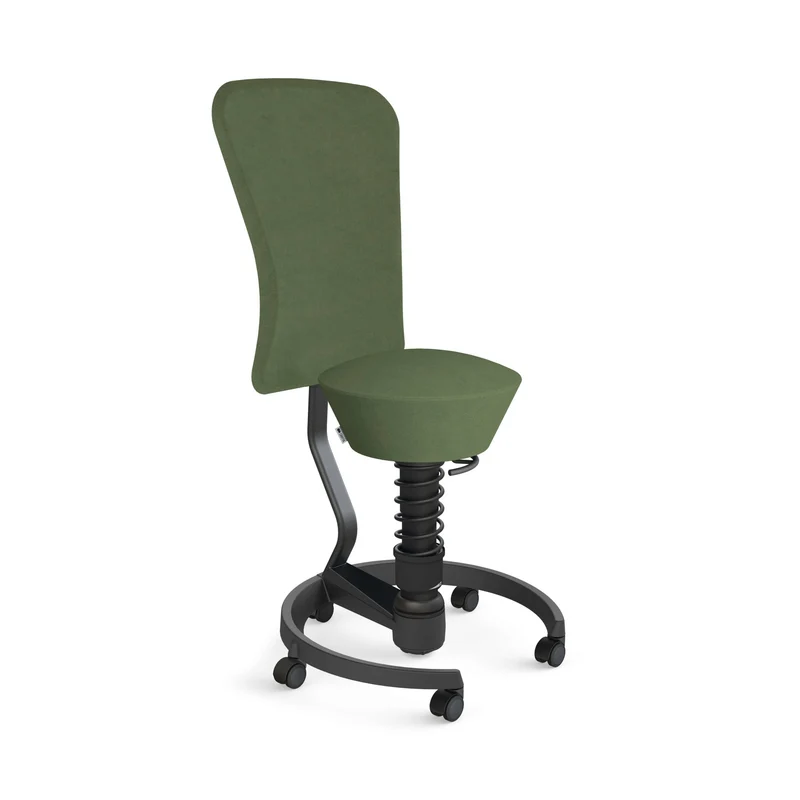 Aeris Swopper with Backrest: Castors, Black