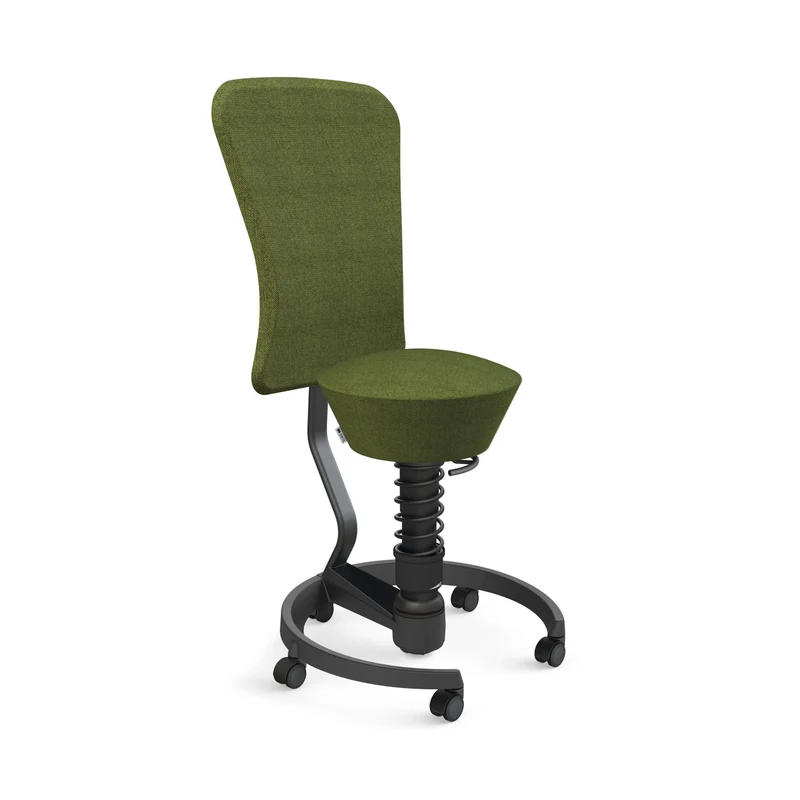 Aeris Swopper with Backrest: Castors, Black