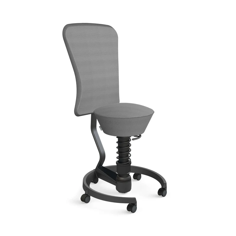 Aeris Swopper with Backrest: Castors, Black