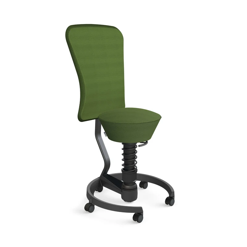 Aeris Swopper with Backrest: Castors, Black