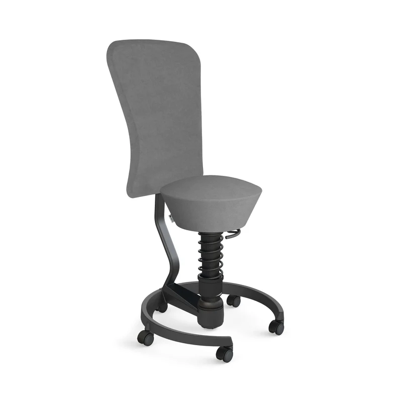Aeris Swopper with Backrest: Castors, Black