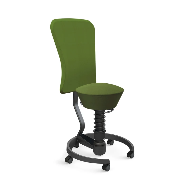 Aeris Swopper with Backrest: Castors, Black