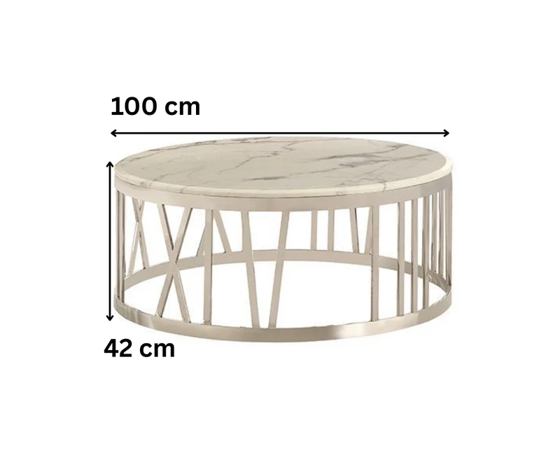 Edler runder Couchtisch mit Marmor-Optik – 100 x 42 cm vers. Farben