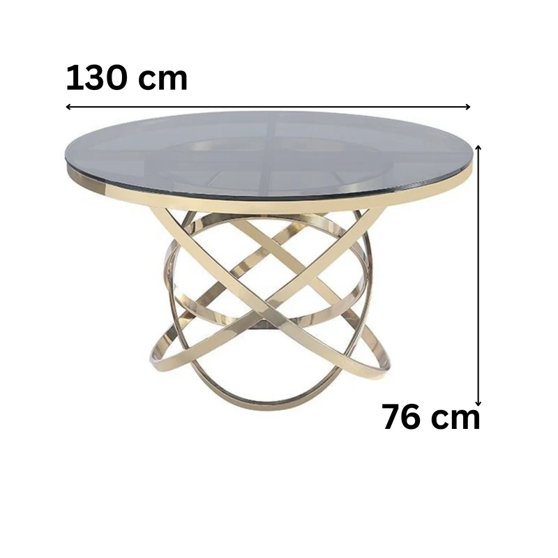 Esstisch Runder Esstisch mit Marmor-Optik und Edelstahlgestell 130 x 76 cm