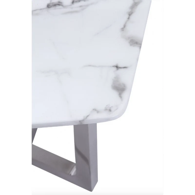 Moderner Esstisch in weißer Marmor-Optik mit Edelstahlbeinen – 180 x 90 x 76 cm