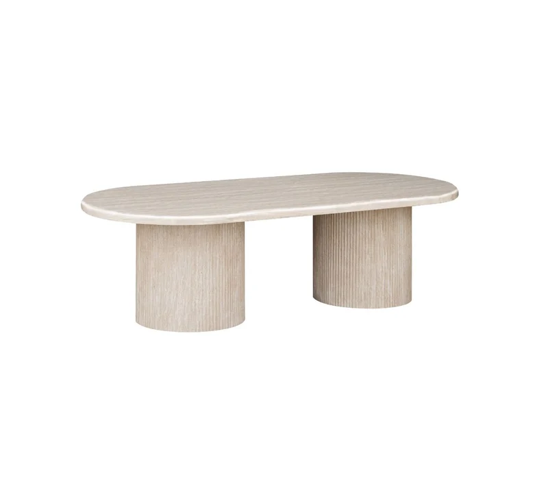 Moderner Couchtisch mit ovaler Travertin-Tischplatte – 130 x 70 x 45 cm beige