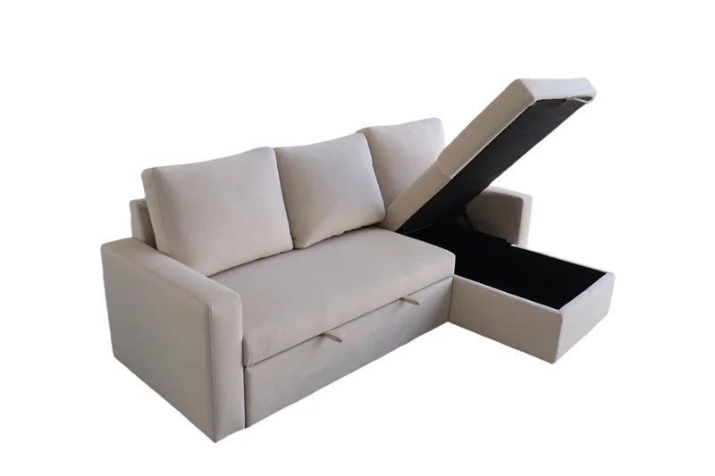 Ecksofa mit Schlaffunktion & Stauraum – 215 x 127 x 90 cm