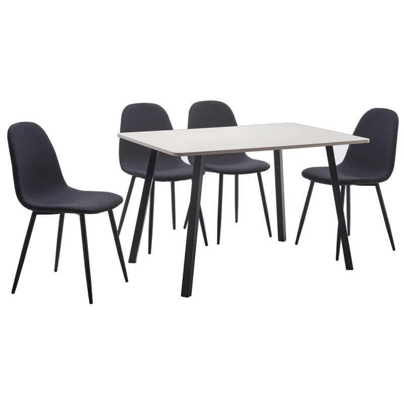 Essgruppe Set 5 Tlg. Inkl. Tisch weiß/schwarz 120x80cm