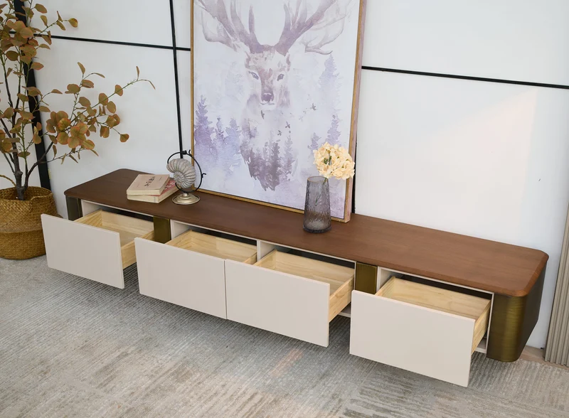 Edles Couchtisch Set 2er Set mit Braun Holz Design 90x35cm