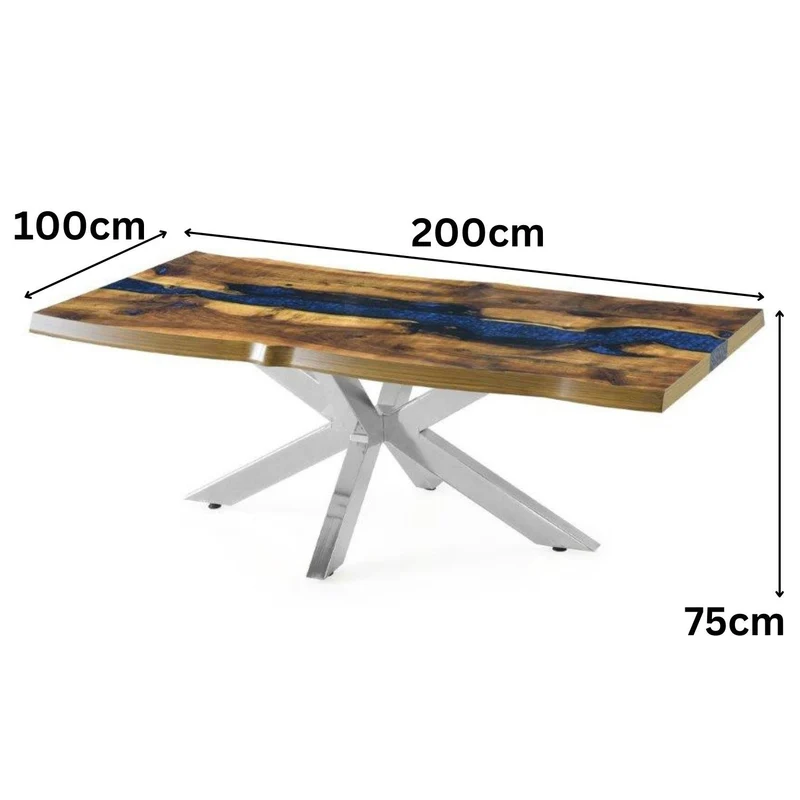Esstisch Wohnzimmertisch im edlen Epoxid Kunstharz Design (1-Tisch), Epoxid Design 180x90x75 - 200x100x75 cm