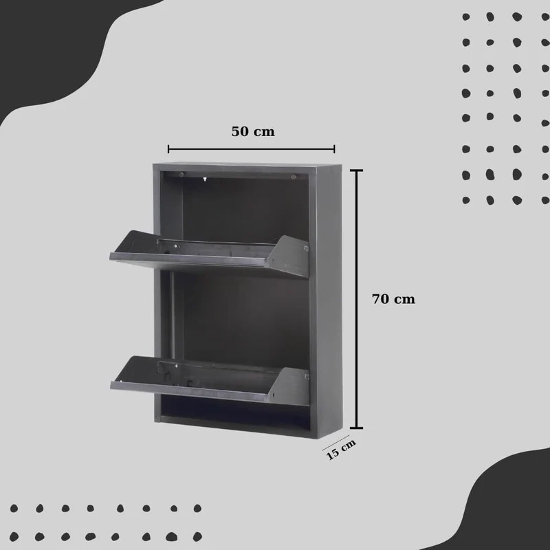 Schuhschrank Metall 2 Klappen Schuhkipper Schuhregal glanz schmal platzsparen