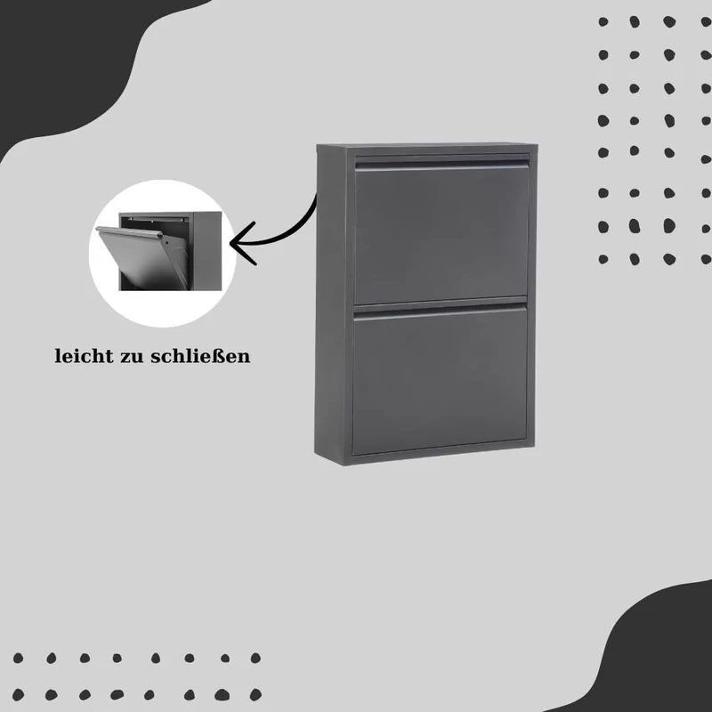 Schuhschrank Metall 2 Klappen Schuhkipper Schuhregal glanz schmal platzsparen