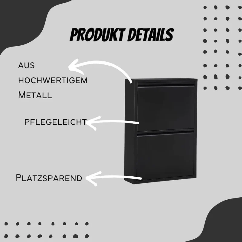 Schuhschrank Metall 2 Klappen Schuhkipper Schuhregal glanz schmal platzsparen
