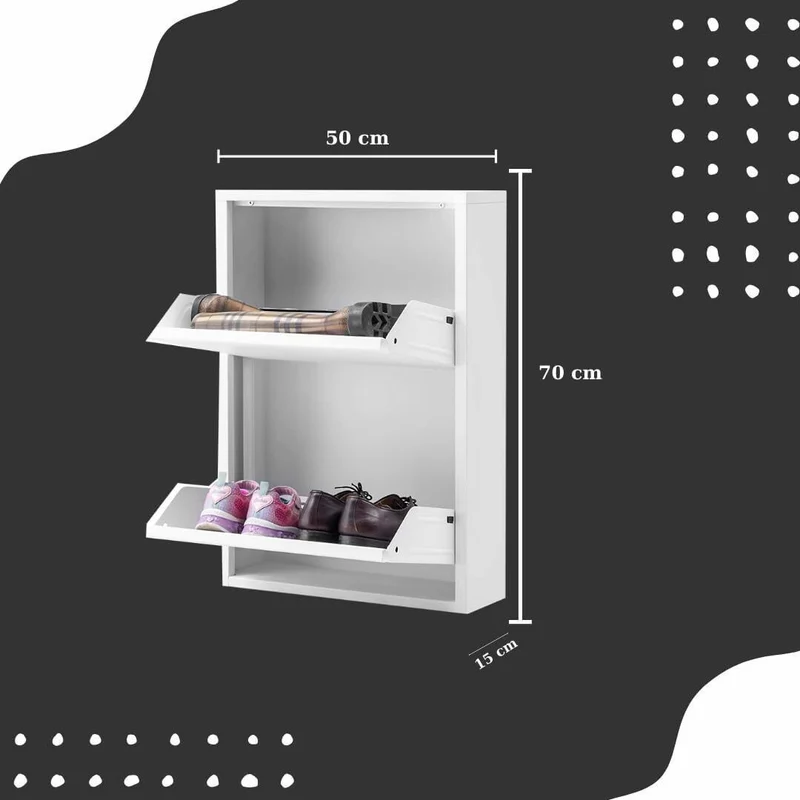 Schuhschrank Metall 2 Klappen Schuhkipper Schuhregal glanz schmal platzsparen