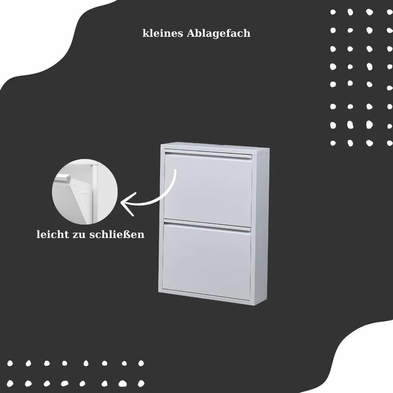 Schuhschrank Metall 2 Klappen Schuhkipper Schuhregal glanz schmal platzsparen