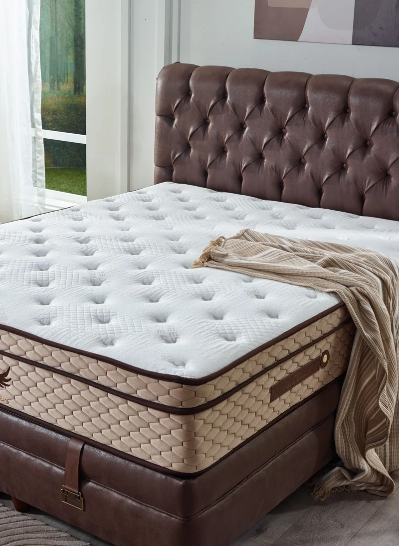 Boxspringbett HEAVEN Cognac Set Samt Matratze Topper inklusive 160x200 - 180x200