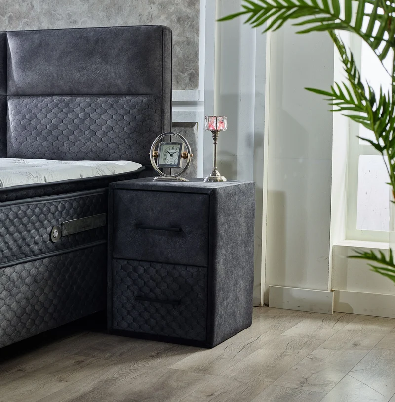 Boxspringbett FOCUS Night Blue Velvet Set Samt Matratze Topper inklusive 160x200 - 180x200