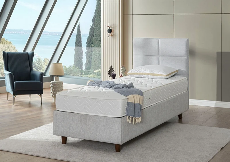 Hypersoft FABRIC weiß Boxspringbett Stauraum Set 3 teilig 90x200 - 180x200
