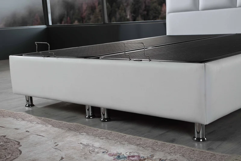 Hypersoft DEMONTE weiß Polyurethan Leder Boxspringbett Set 3 teilig 90x200 - 180x200