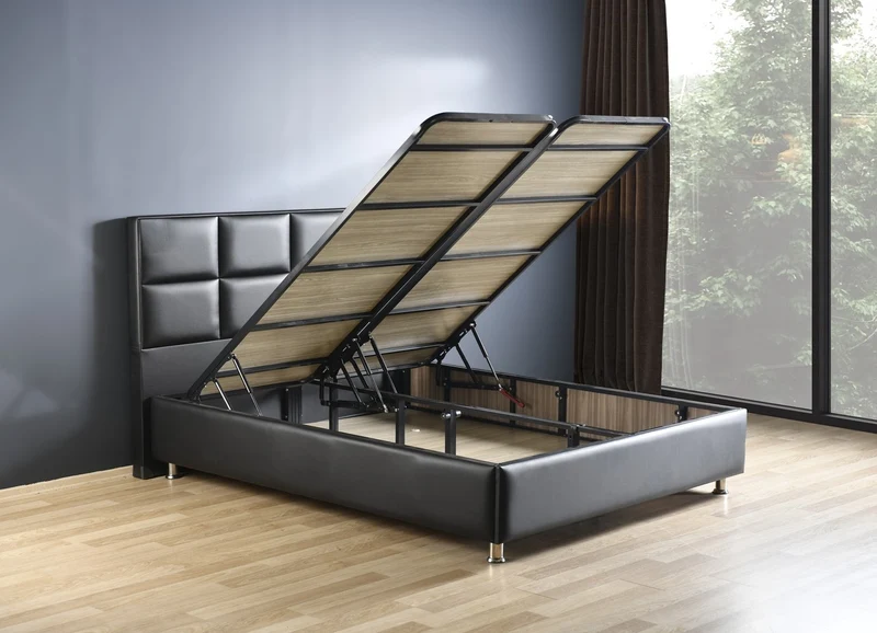 Hypersoft DEMONTE schwarz Polyurethan Leder Boxspringbett Set 3 teilig 90x200 - 180x200