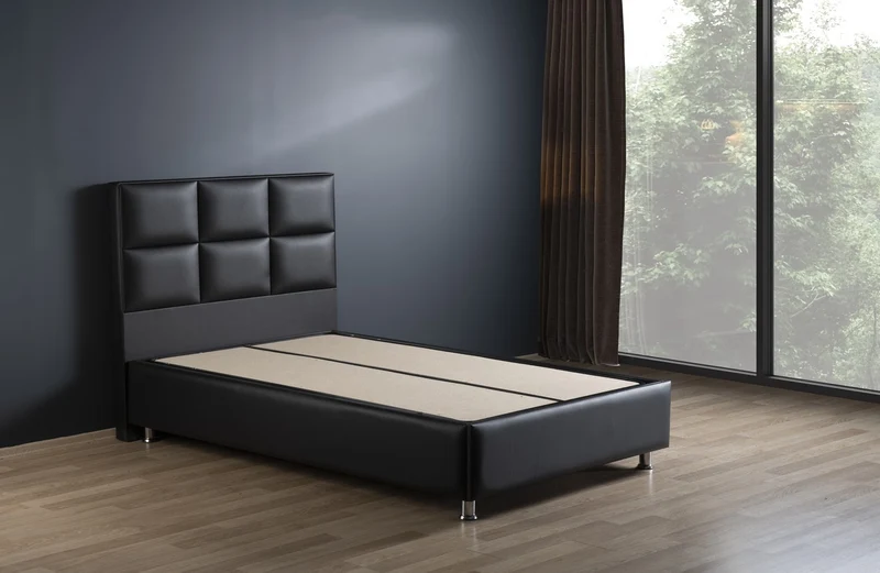 Hypersoft DEMONTE schwarz Polyurethan Leder Boxspringbett Set 3 teilig 90x200 - 180x200