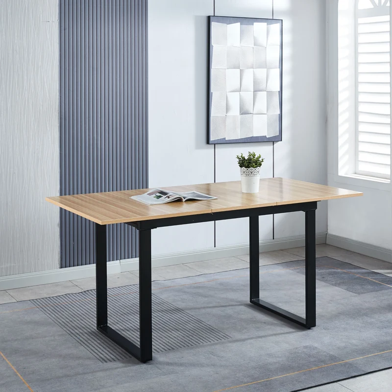 Esstisch Wohnzimmertisch ausklappbar braun 120 - 160cm mit schwarzen Metallbeinen