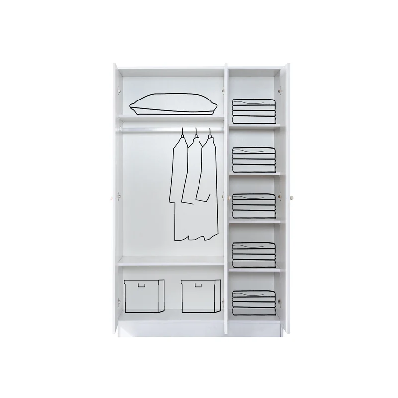 Kleiderschrank Drehtürschrank weiß TRIPO Set 3 Türen