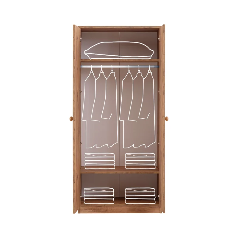Kleiderschrank Drehtürschrank Walnuss TRIPO Set 2 Türen