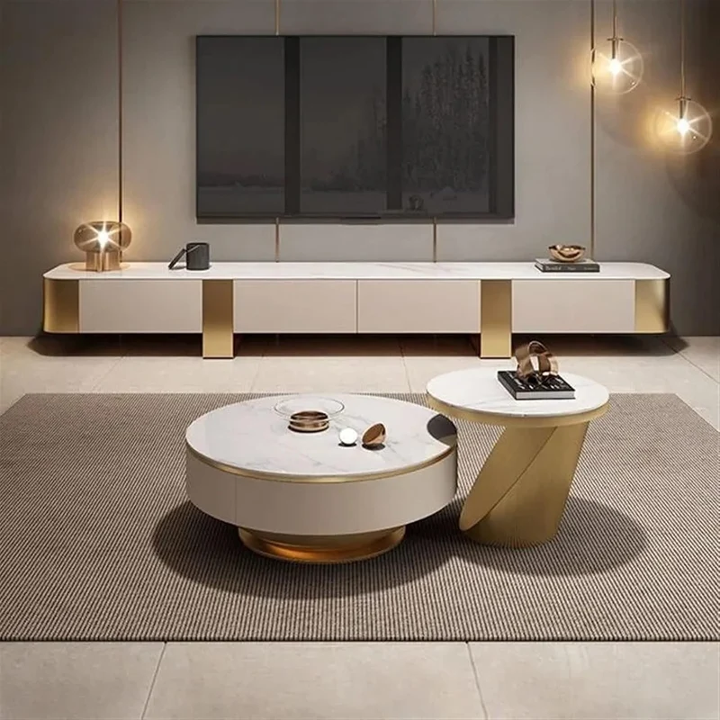 Sideboard Fernsehkommode TV-Schrank weiß gold 200x40x40cm