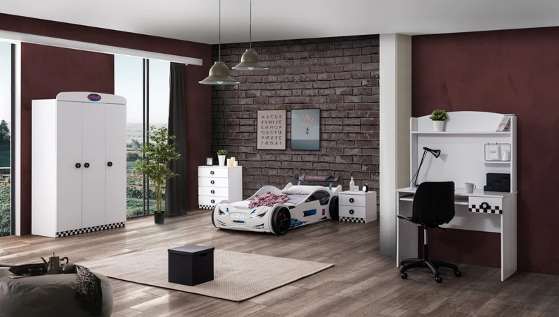 Nachttisch für Kinder STAR Collection mit 2 Schubladen weiß
