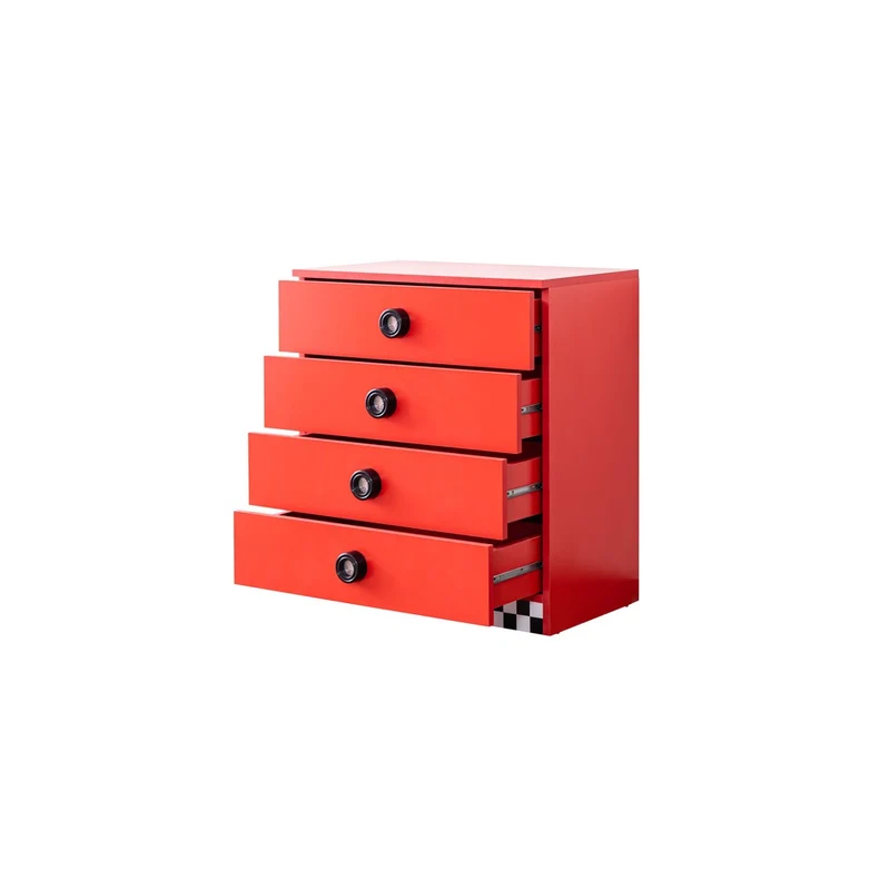 Nachttisch mit 4 Schubladen für Kinder STAR Collection rot