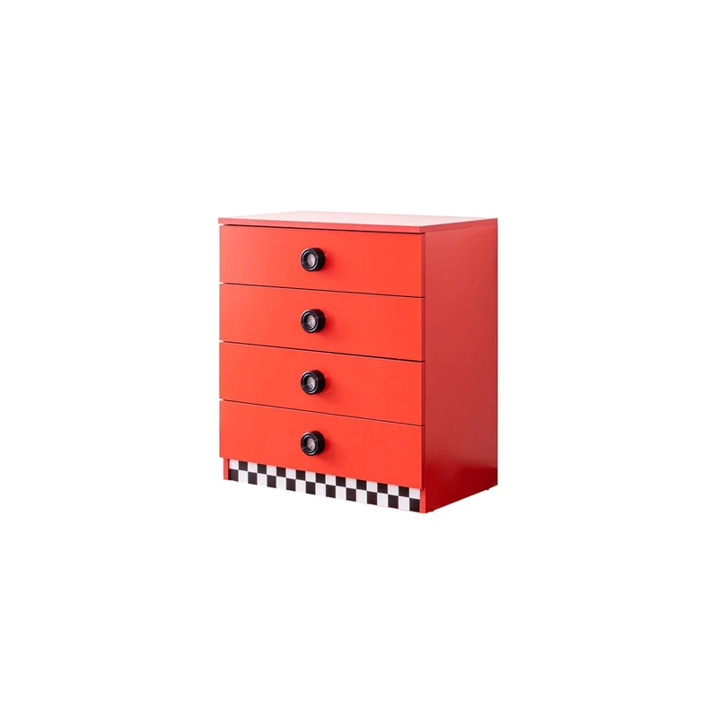 Nachttisch mit 4 Schubladen für Kinder STAR Collection rot