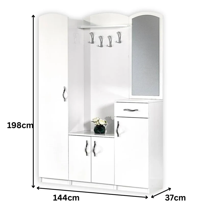 Garderobenschrank LENA hochglanz 144x37x198H CM