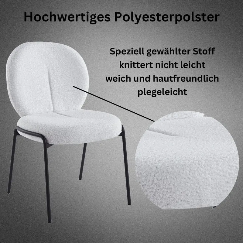 Esszimmerstuhl (Set-2 St./-4 St./-6 St), Wohnzimmerstuhl, Bouclé-Stoff