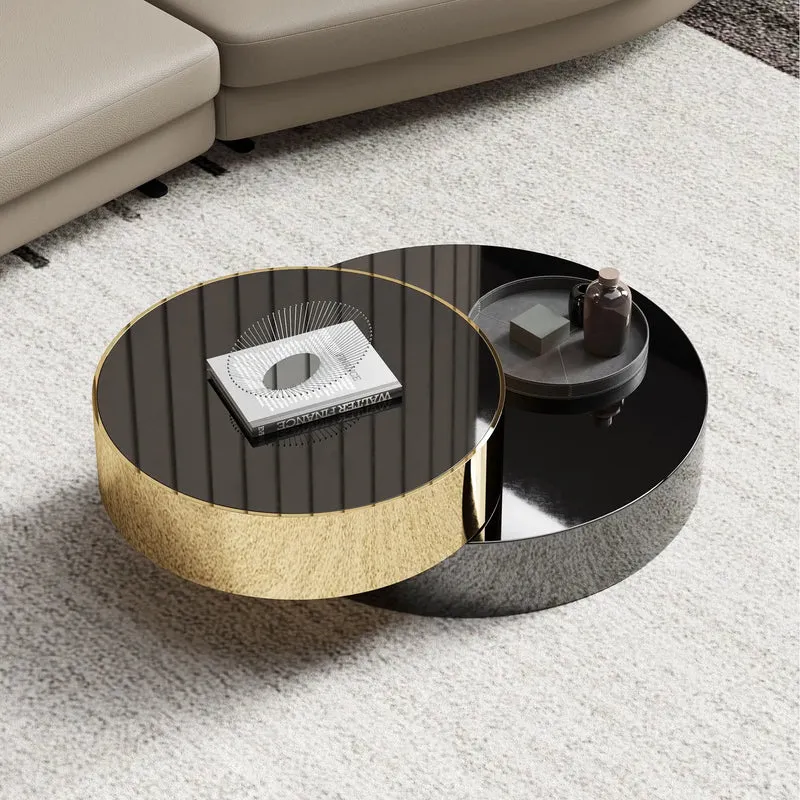 Design-Couchtisch ORBIT ROTATE Runder Wohnzimmertisch mit 360°-Drehfunktion