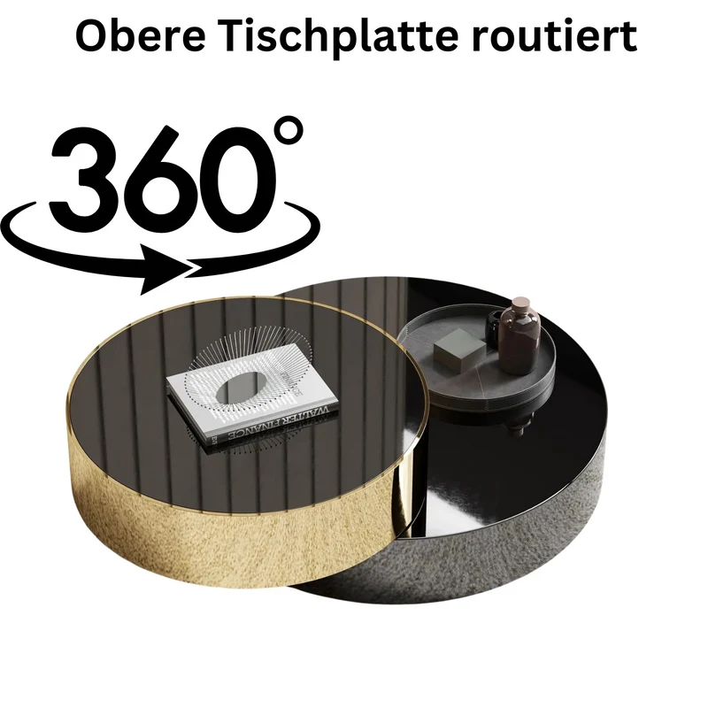 Design-Couchtisch ORBIT ROTATE Runder Wohnzimmertisch mit 360°-Drehfunktion