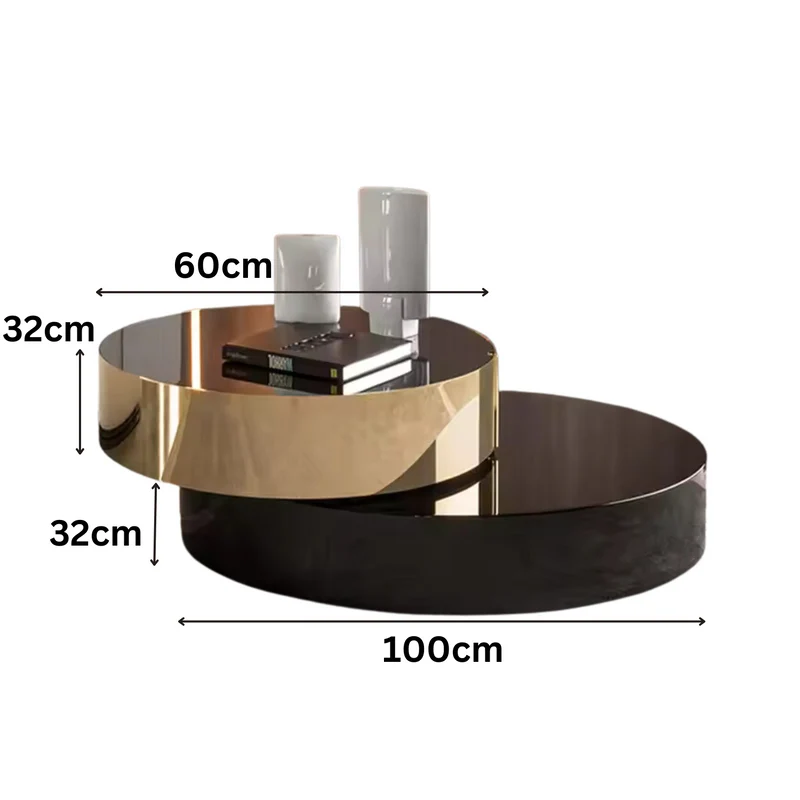 Design-Couchtisch ORBIT ROTATE Runder Wohnzimmertisch mit 360°-Drehfunktion