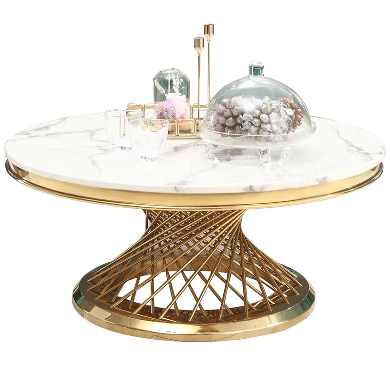 Couchtisch echtes Marmor weiß gold 100cm