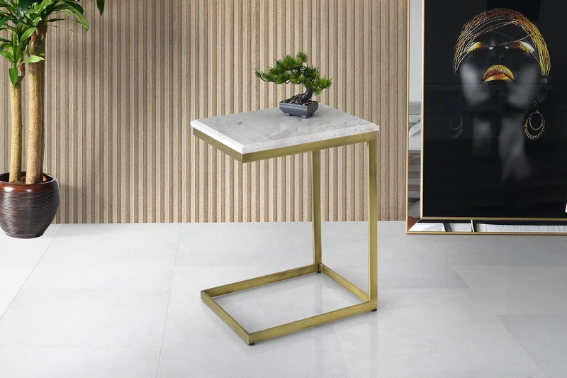 Beistelltisch Couchtisch Marmor 45x35x60cm gold/silber/mattgold