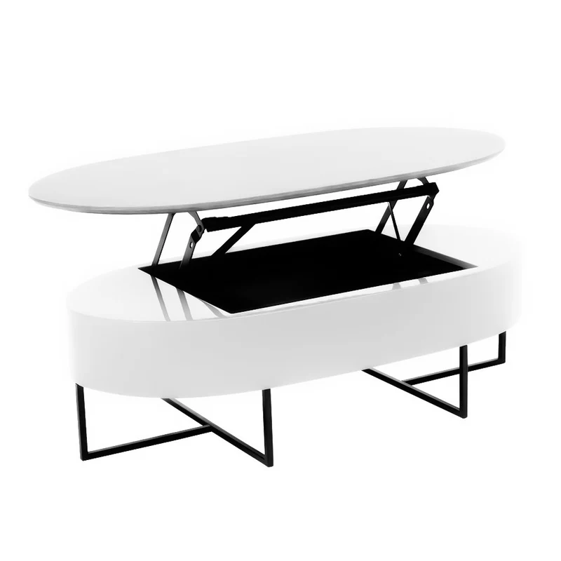 Couchtisch Lift-Up Funktion, versteckter Stauraum (1-Tisch), Hochglanz MDF mit aufklappbarer Tischplatte