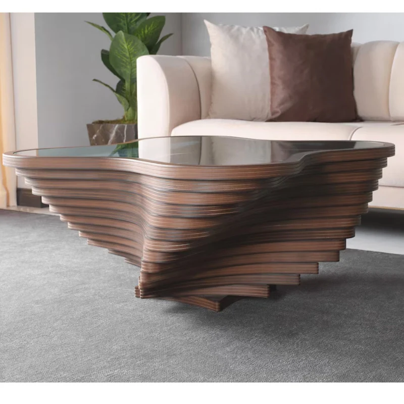 Walnuss Suzan Couchtisch handgefertigt massiv 90x90x42 cm