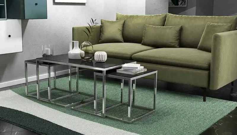 Melissa Gold Couchtisch Beistelltisch Set schwarzes Glas 3 teilig