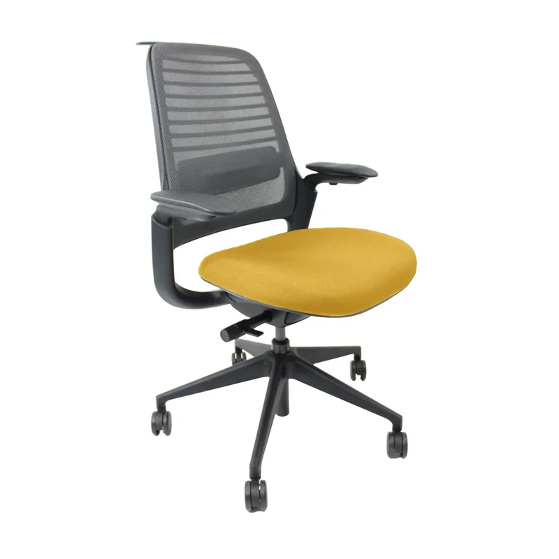 Steelcase Series 1 Ergonomic Office Chair with Mesh Back in Yellow Fabric - Refurbished