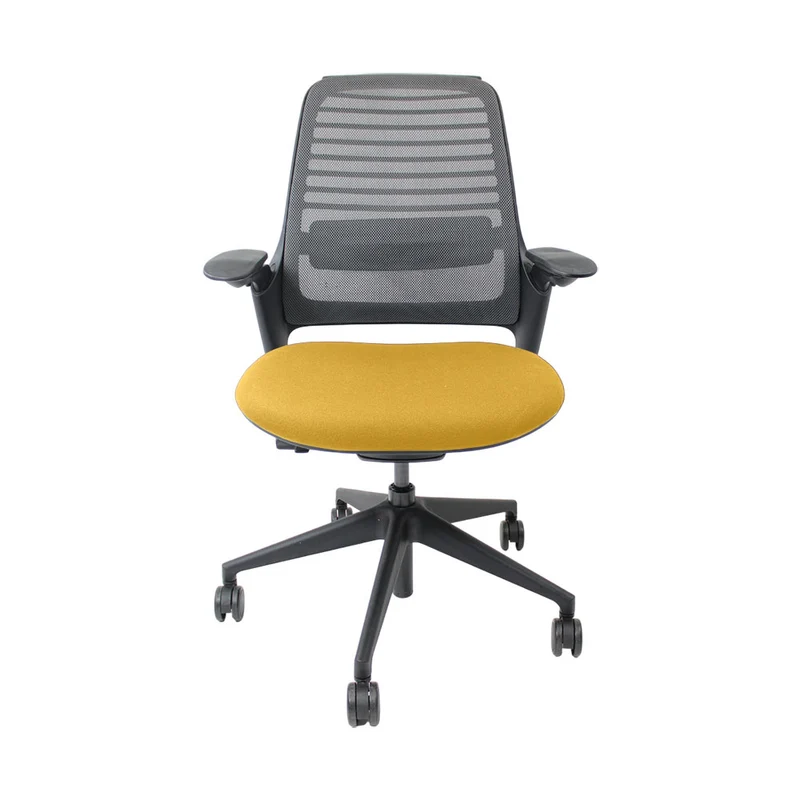 Steelcase Series 1 Ergonomic Office Chair with Mesh Back in Yellow Fabric - Refurbished
