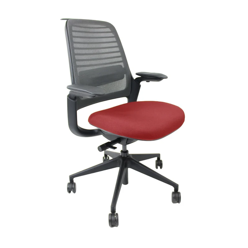 Steelcase Series 1 Ergonomic Office Chair with Mesh Back in Red Fabric - Refurbished