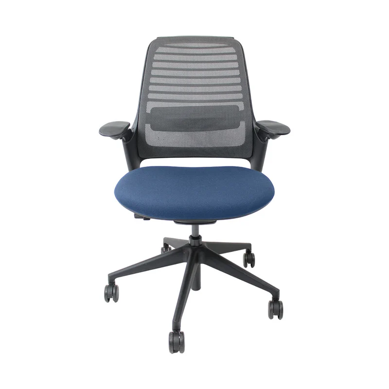 Steelcase Series 1 Ergonomic Office Chair with Mesh Back in Blue Fabric - Refurbished