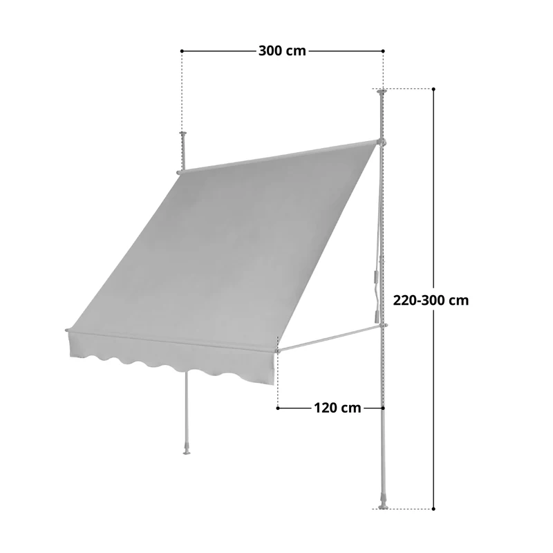 B-Ware Klemmmarkise 120x300 Dunkelgrau