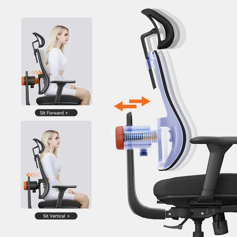 Magic H-BP Ergonomic Office Chair with Laptop Table-Black